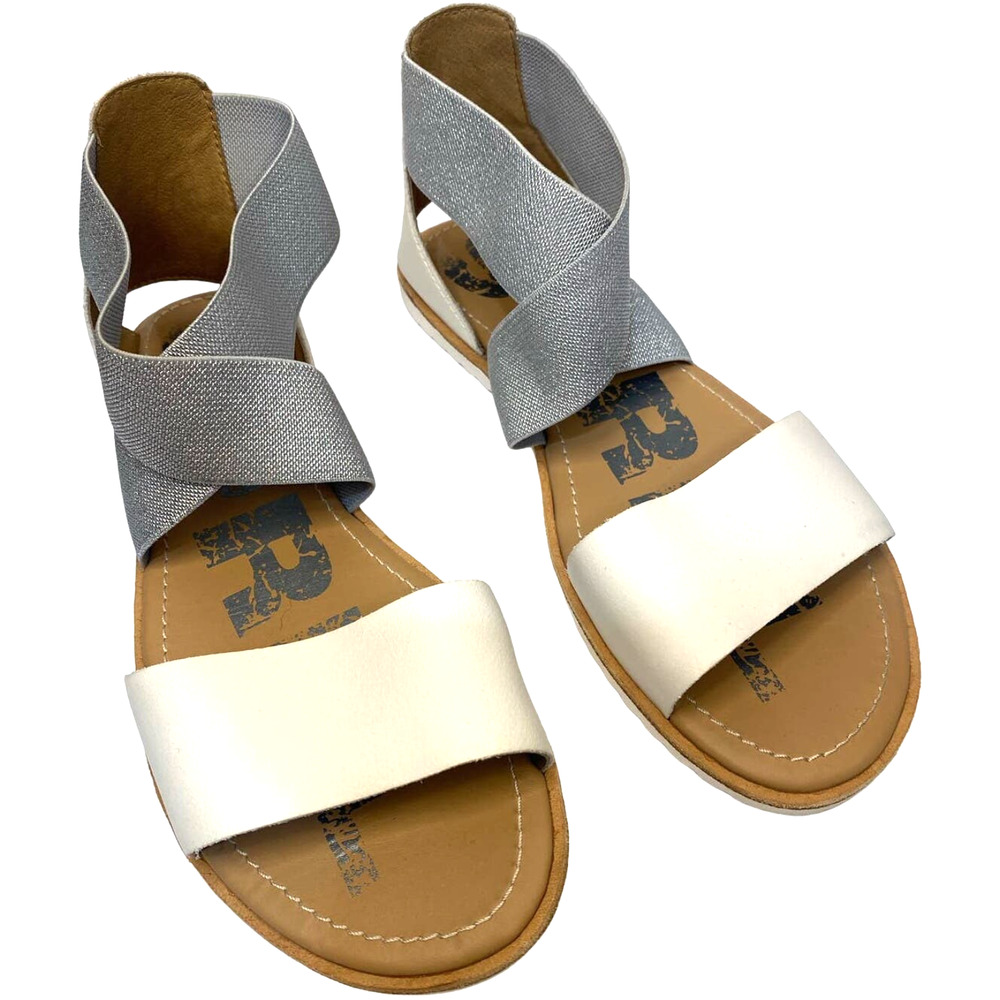 Sorel Ella II White & Silver Metallic Leather Strap Sandals Women's Size 7.5 EUC